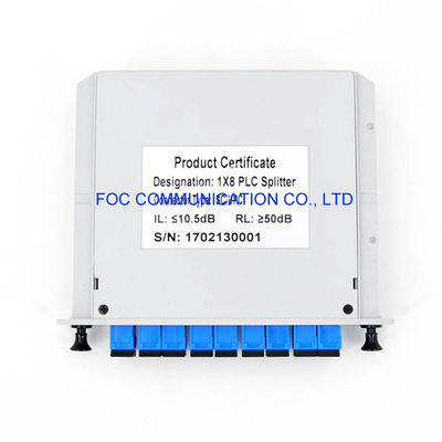 1650nm FTTX الكيبل التلفزيوني CWDM الألياف PLC الفاصل SC UPC 1 × 8 منخفض PDL