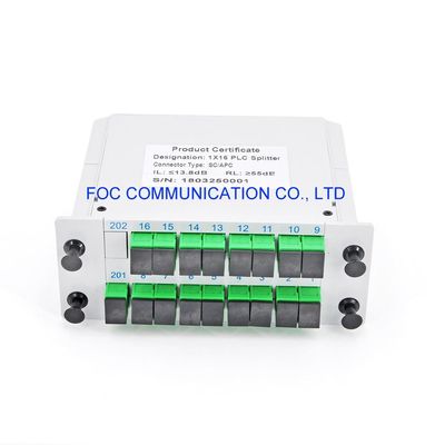 PON FTTX 1650nm Fiber PLC Splitter SC APC 1 × 16 فقدان إدخال منخفض