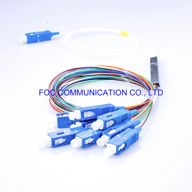 1 × 8 0.9 مم أنبوب PLC الفاصل البصري موصلات SC UPC G.657A لـ FTTX